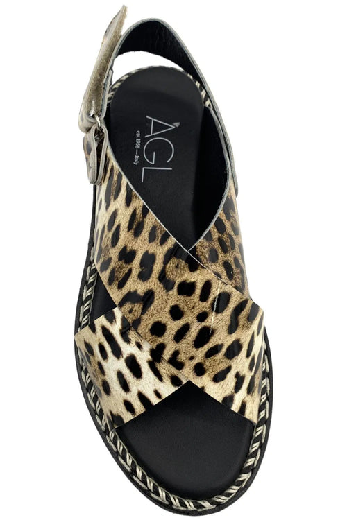 AGL Marta Criss Cross Sandal Leopard (Discount Offer)