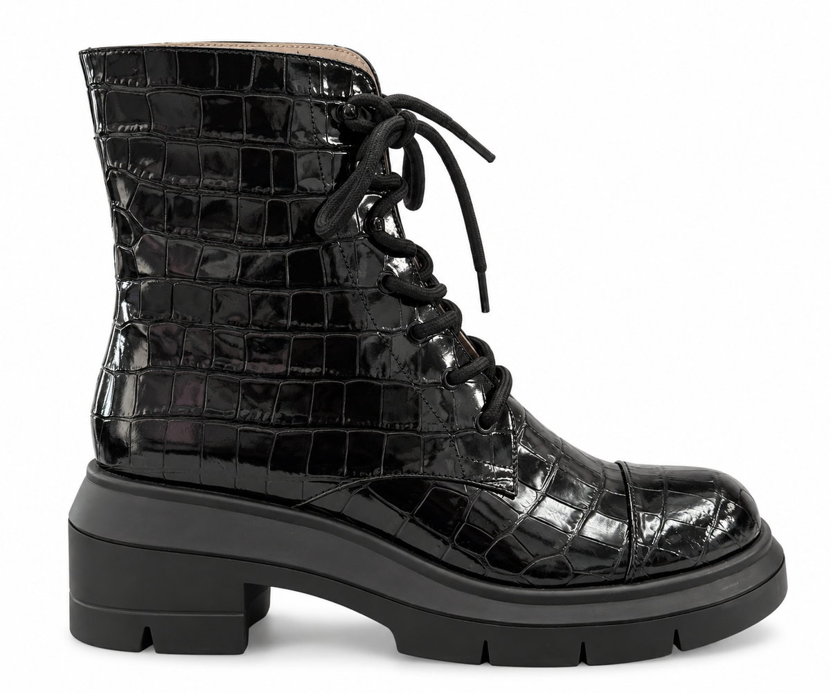 STUART WEITZMAN Nisha Black Printed Soft Croc (Discount Offer)