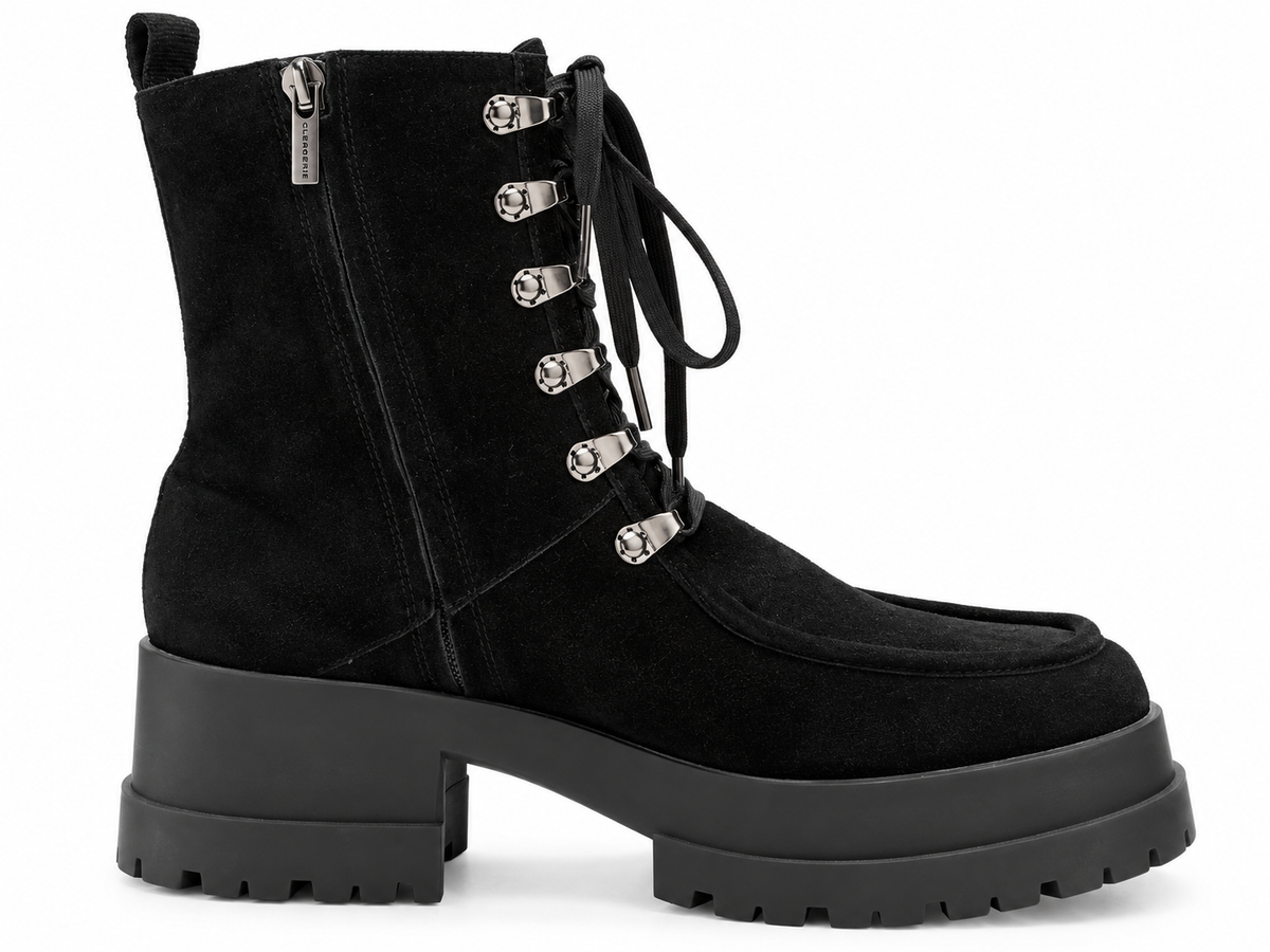 CLERGERIE Walt Black Suede Lace-Up Boots (Discount Offer)
