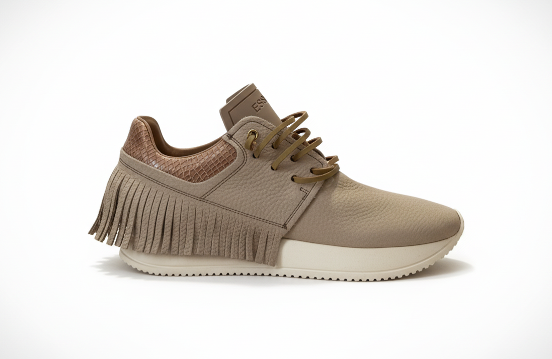 ESSEutESSE Leather Fringe Sneaker (Discount Offer)