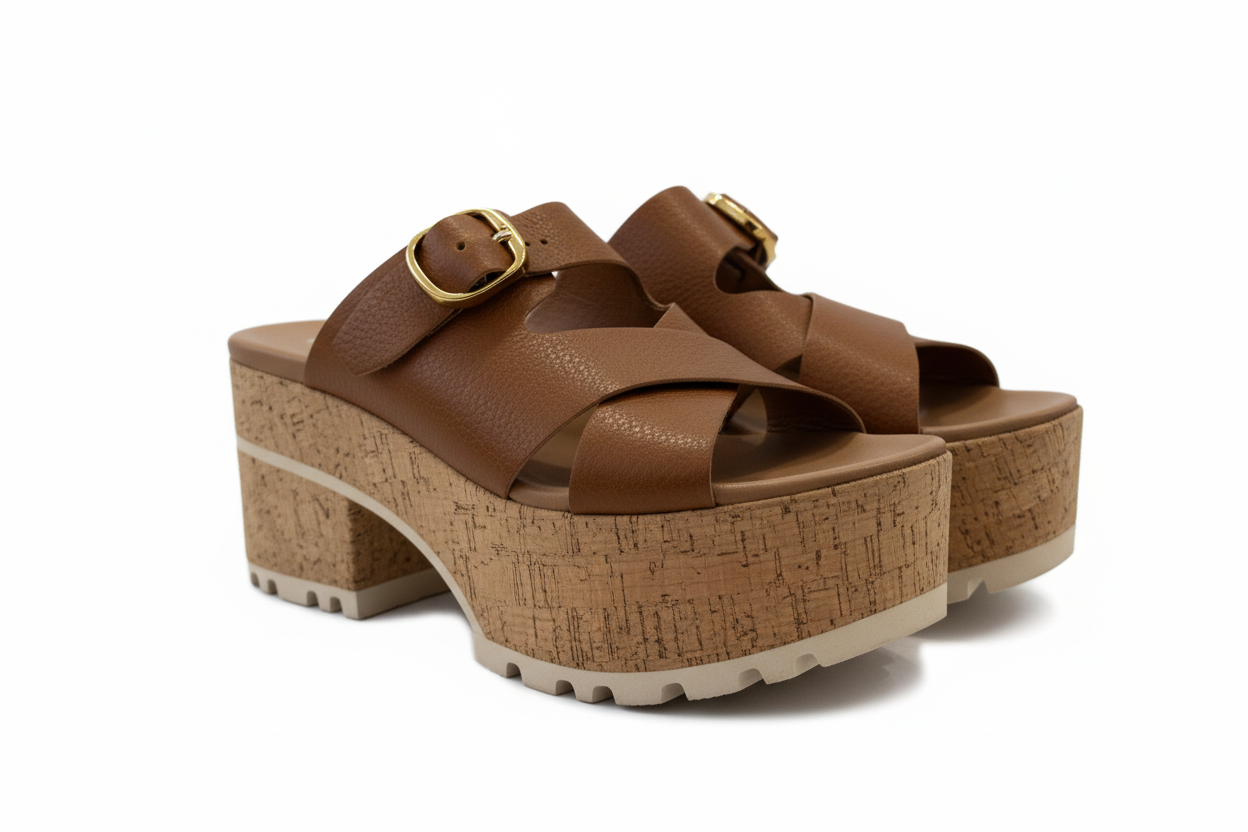 HOMERS Volanato Miele Platform Block Heel Sandal (Discount Offer)