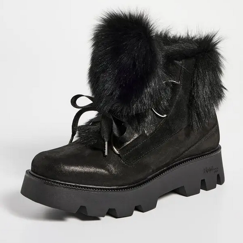 MONTELLIANA 1965 Aurora Ankle Boot in Black Goat Fur (Discount Offer)