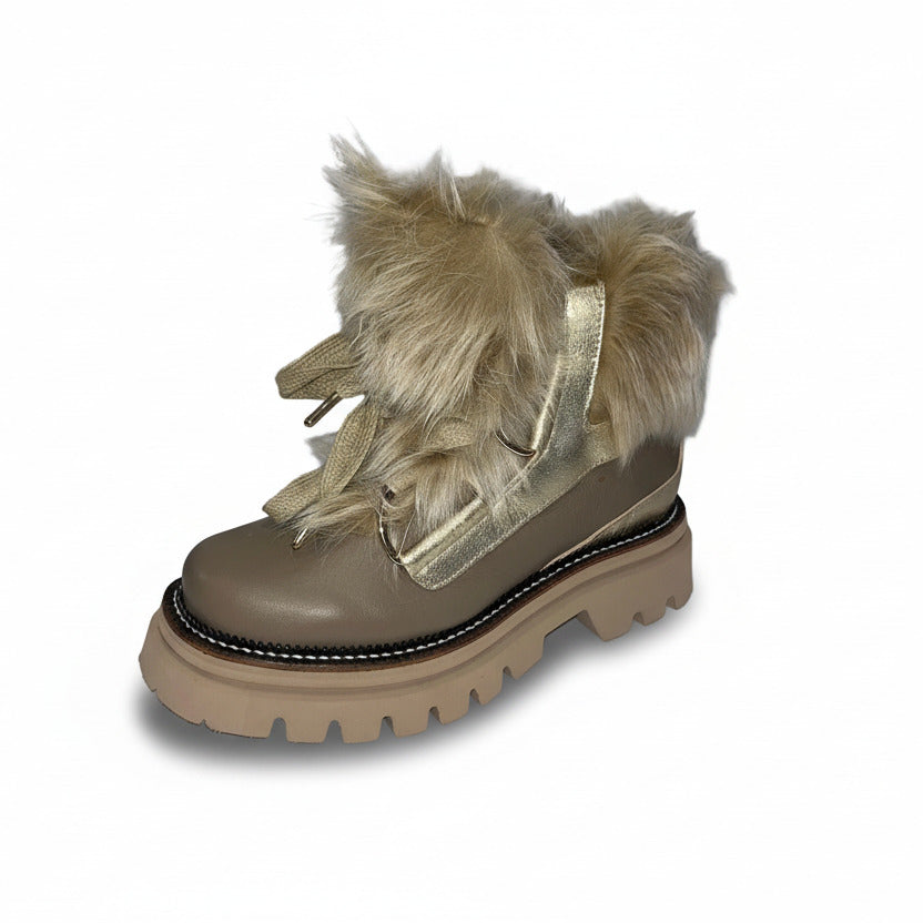 MONTELLIANA 1965 Aurora Ankle Boot in Taupe Goat Fur (Discount Offer)