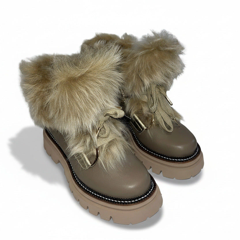MONTELLIANA 1965 Aurora Ankle Boot in Taupe Goat Fur (Discount Offer)