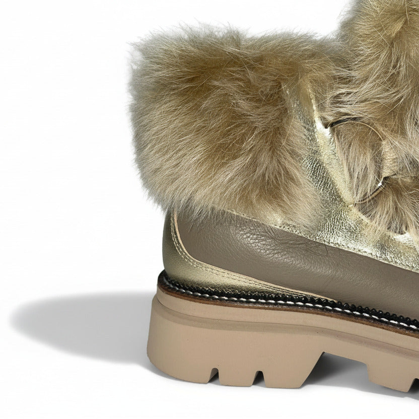 MONTELLIANA 1965 Aurora Ankle Boot in Taupe Goat Fur (Discount Offer)