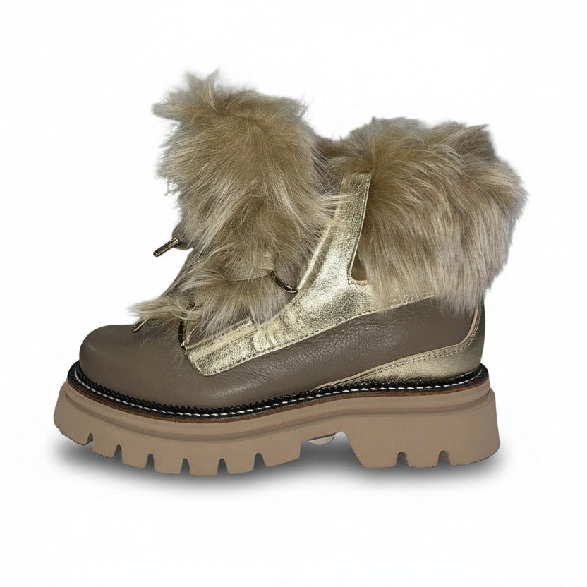 MONTELLIANA 1965 Aurora Ankle Boot in Taupe Goat Fur (Discount Offer)