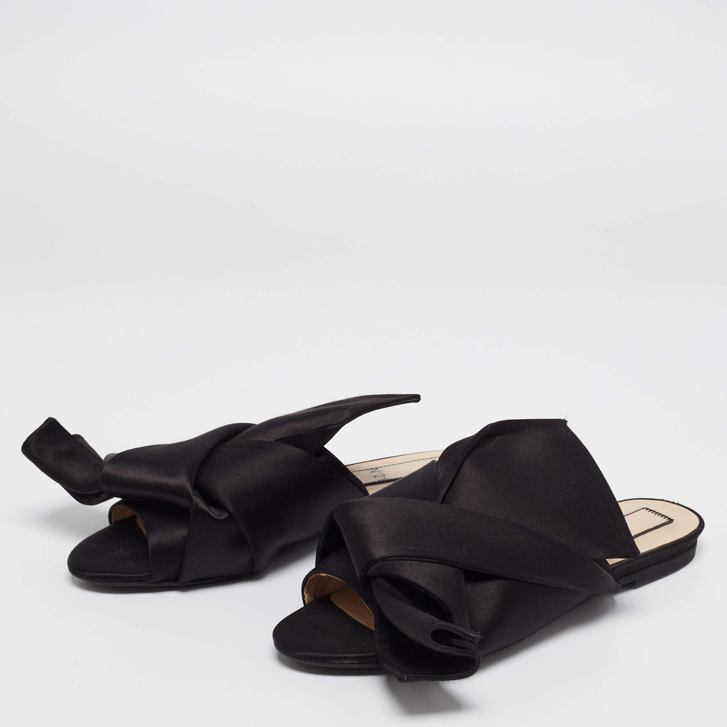 N°21 Black Satin Knot Flat Mules (Discount Offer)
