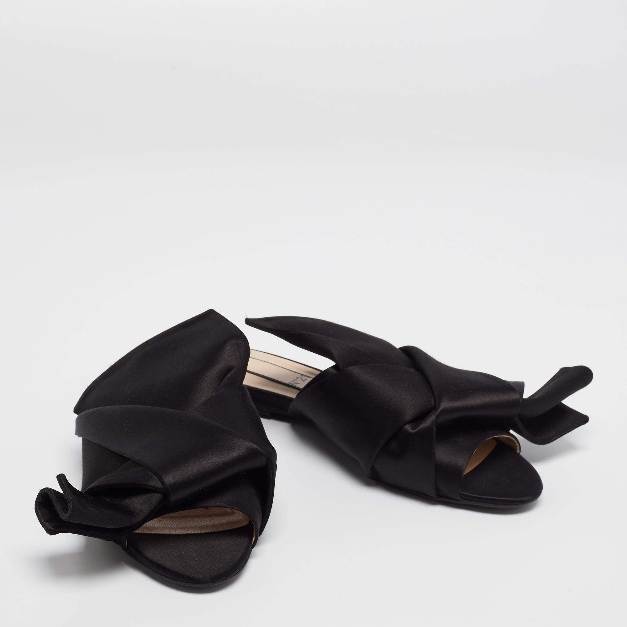 N°21 Black Satin Knot Flat Mules (Discount Offer)
