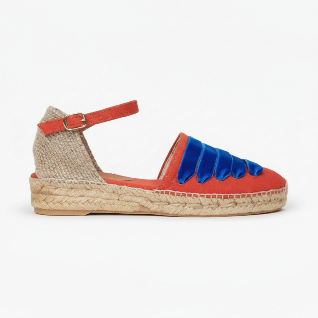 PENELOPE CHILVERS Low Mary Jane Dali Espadrille/Orange with Blue (Discount Offer)