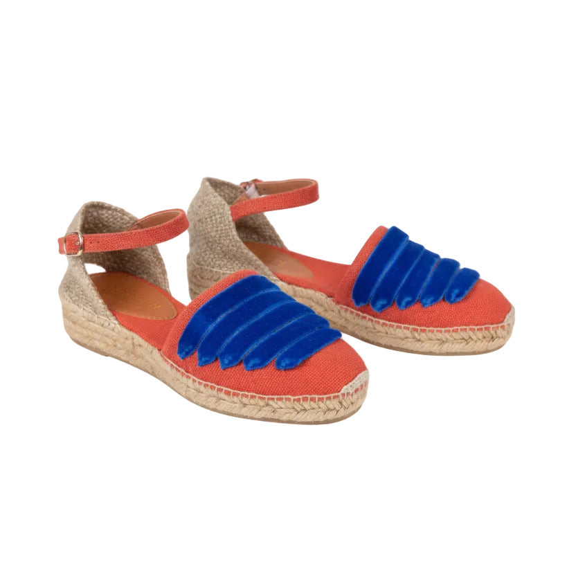 PENELOPE CHILVERS Low Mary Jane Dali Espadrille/Orange with Blue (Discount Offer)