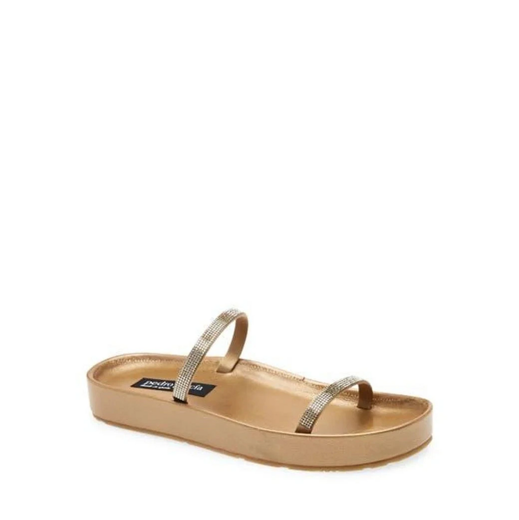 PEDRO GARCIA Alania Gold Satin Sandal (Discount Offer)