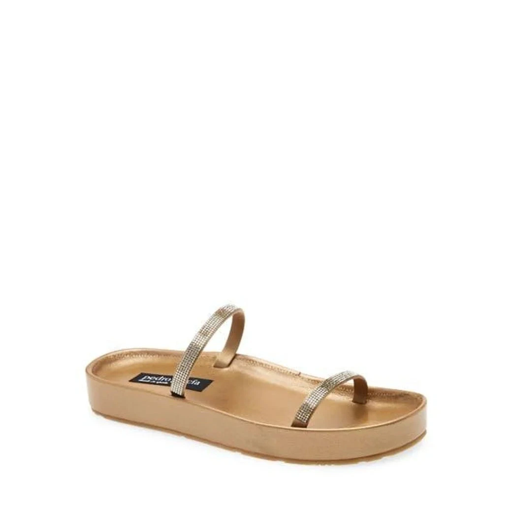 PEDRO GARCIA Alania Gold Satin Sandal (Discount Offer)
