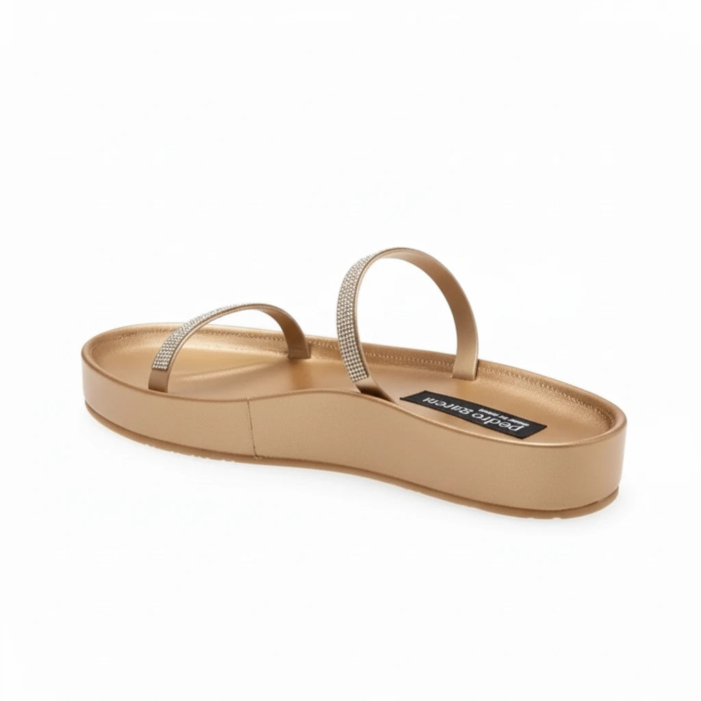 PEDRO GARCIA Alania Gold Satin Sandal (Discount Offer)
