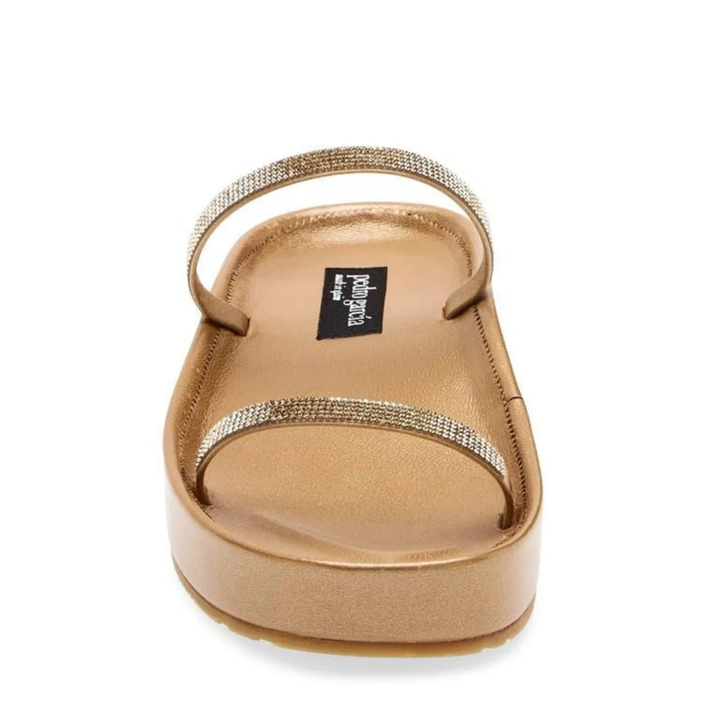 PEDRO GARCIA Alania Gold Satin Sandal (Discount Offer)