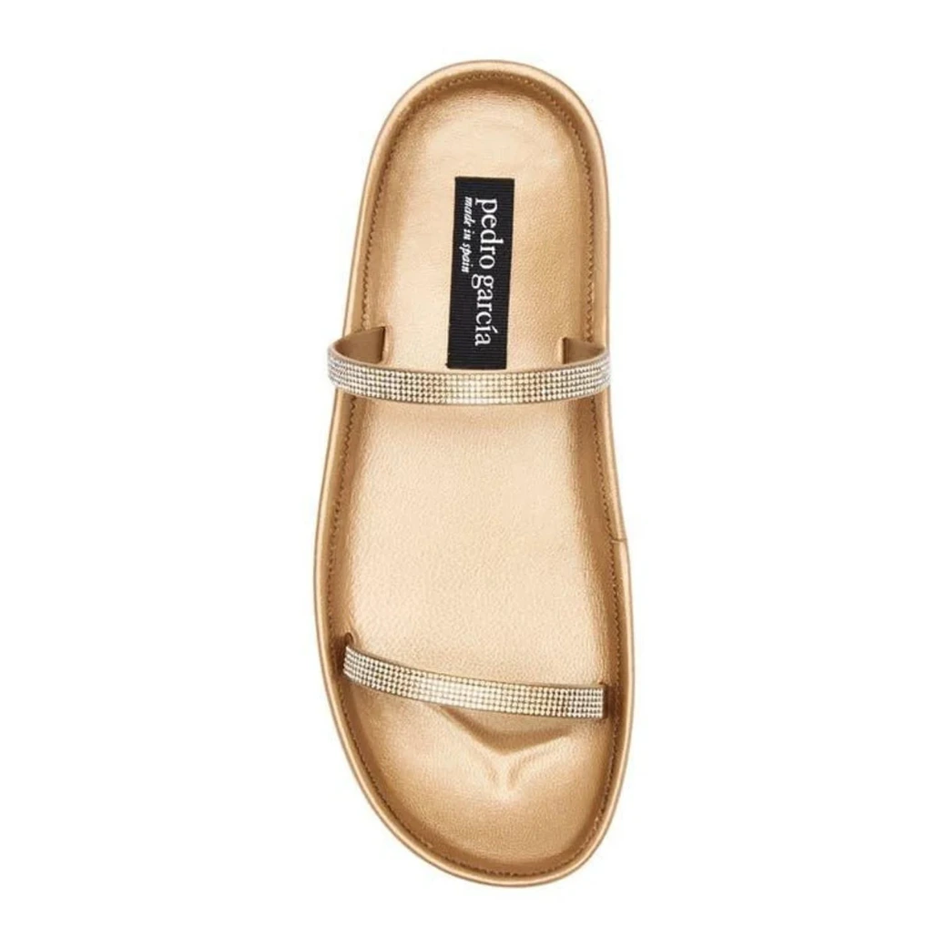 PEDRO GARCIA Alania Gold Satin Sandal (Discount Offer)