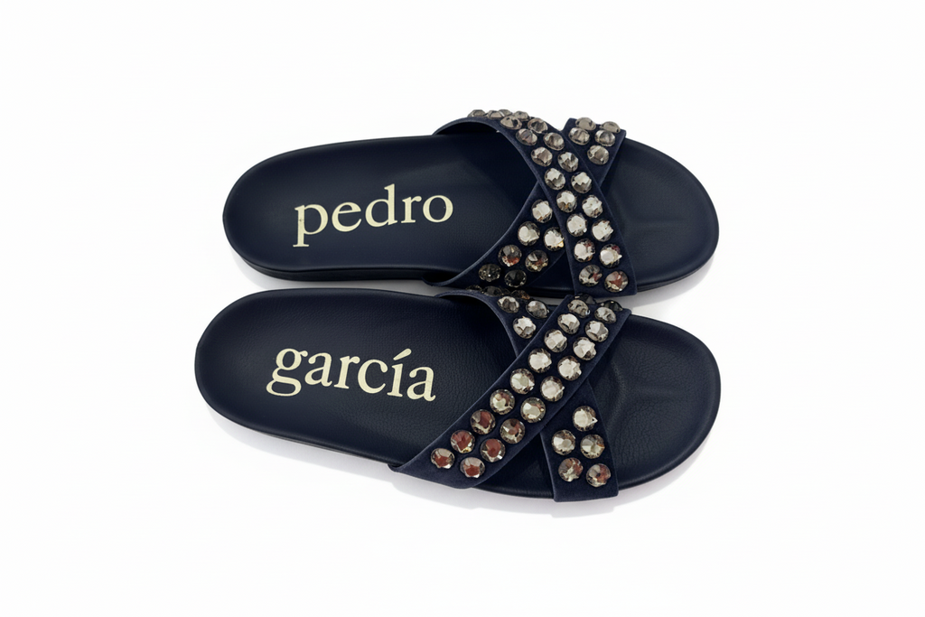 PEDRO GARCIA Analis Crystal Suede Crisscross Sandals (Discount Offer)