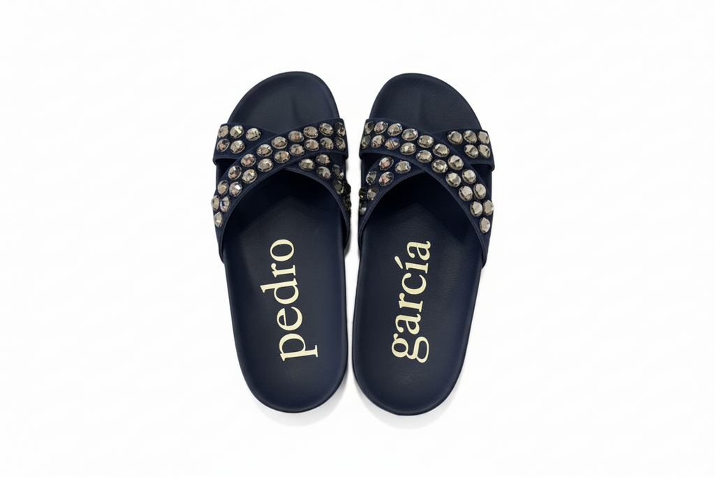 PEDRO GARCIA Analis Crystal Suede Crisscross Sandals (Discount Offer)