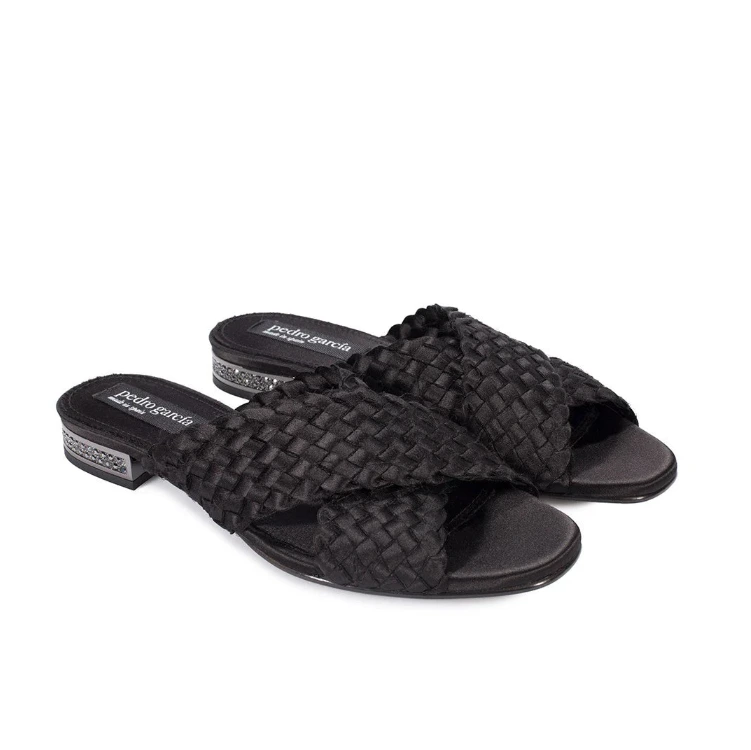 PEDRO GARCIA Elif Black Satin Sandal (Discount Offer)