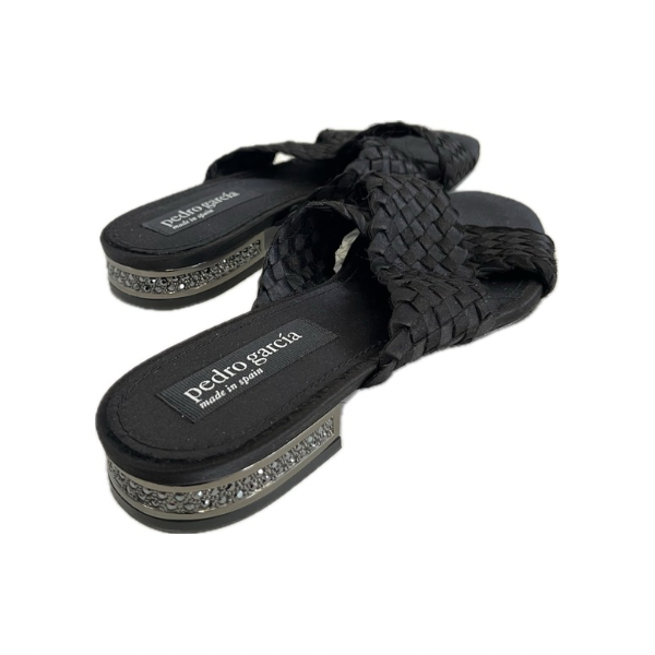 PEDRO GARCIA Elif Black Satin Sandal (Discount Offer)