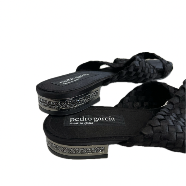 PEDRO GARCIA Elif Black Satin Sandal (Discount Offer)