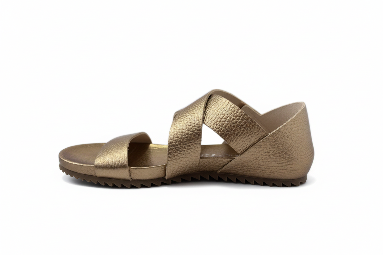 PEDRO GARCIA Jedda 08 Metallic Ankle-Grip Sandal in Gold (Discount Offer)
