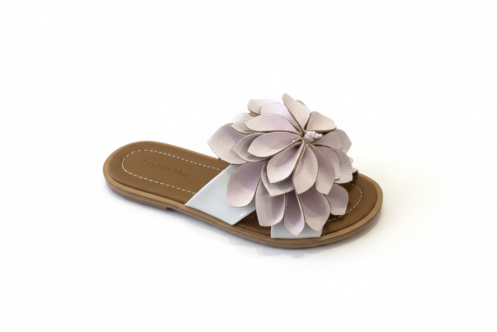 SEE BY CHLOE Magnolia Leather Flower Slide Sandal (Discount Offer)