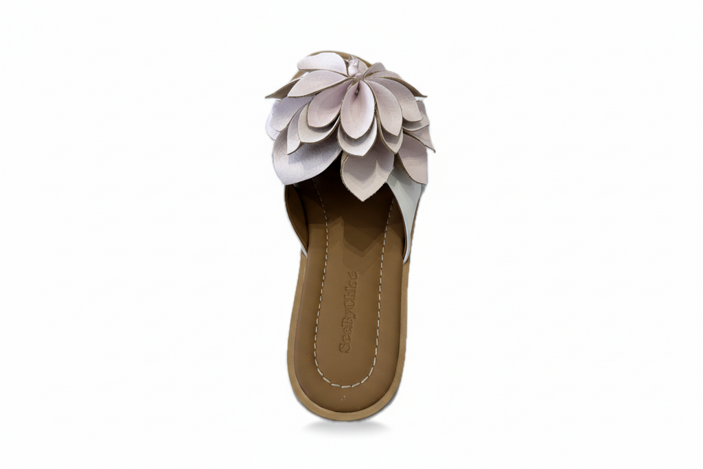 SEE BY CHLOE Magnolia Leather Flower Slide Sandal (Discount Offer)