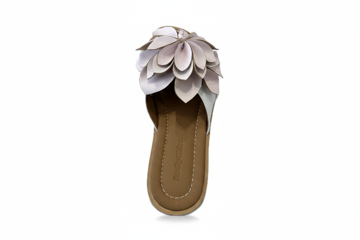 SEE BY CHLOE Magnolia Leather Flower Slide Sandal (Discount Offer)