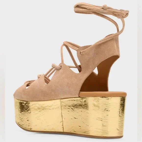 SEE BY CHLOE Liana Platform Sandal (Nude Suede) (Discount Offer)