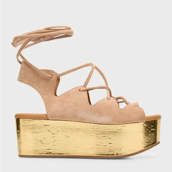 SEE BY CHLOE Liana Platform Sandal (Nude Suede) (Discount Offer)