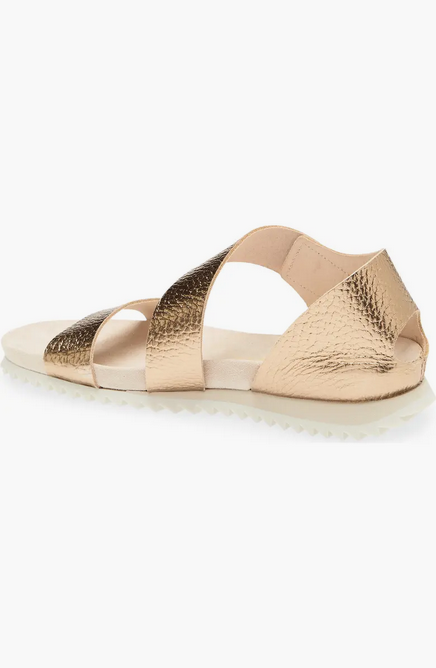 PEDRO GARCIA Jedda 05 Metallic Ankle-Grip Sandal in Gold and White (Discount Offer)