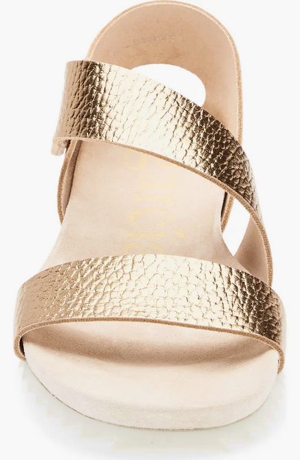 PEDRO GARCIA Jedda 05 Metallic Ankle-Grip Sandal in Gold and White (Discount Offer)
