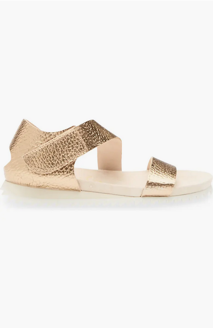 PEDRO GARCIA Jedda 05 Metallic Ankle-Grip Sandal in Gold and White (Discount Offer)