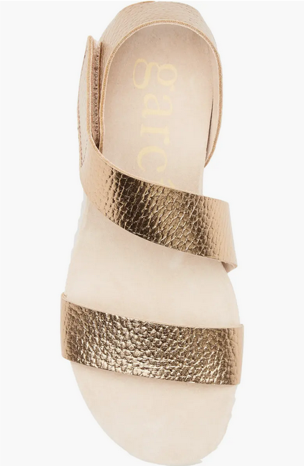 PEDRO GARCIA Jedda 05 Metallic Ankle-Grip Sandal in Gold and White (Discount Offer)